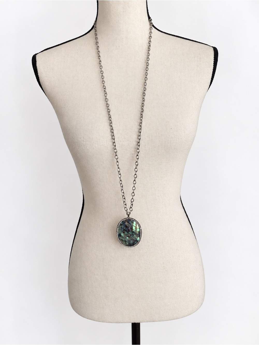 Iridescent Abalone Shell Statement Pendant Necklace